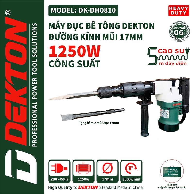 MÁY ĐỤC 1250W 17MM DEKTON DK-DH0810