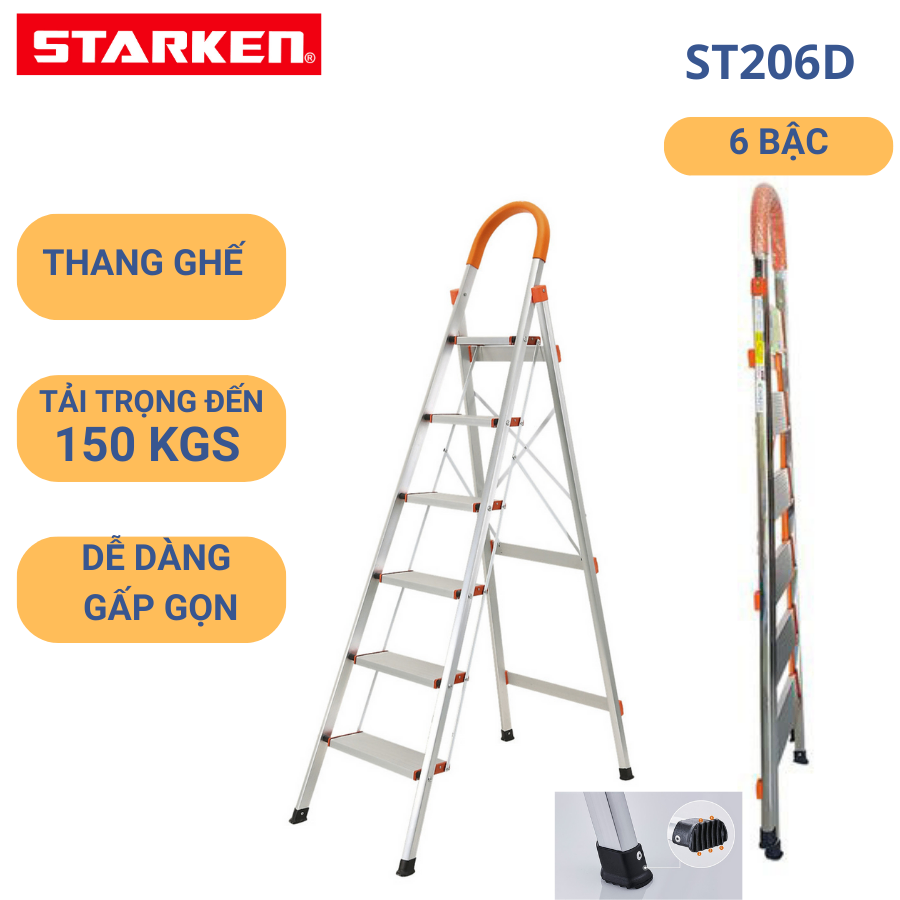 THANG NHÔM GHẾ 6 BẬC STARKEN ST206D