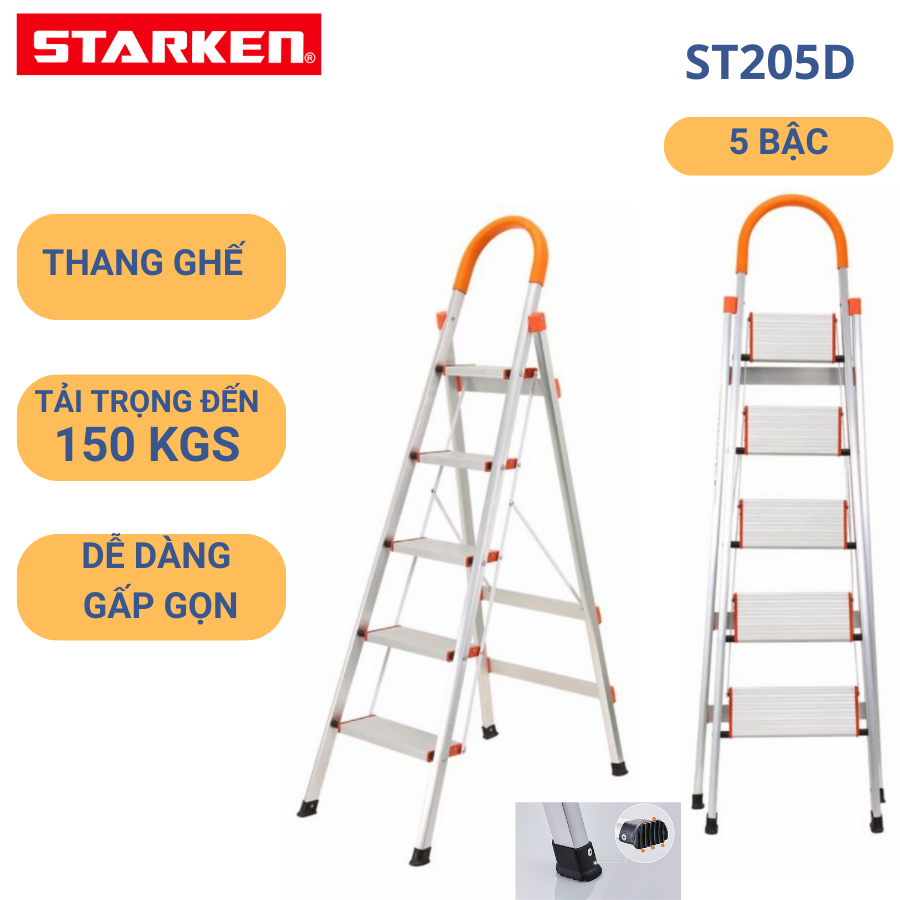 THANG NHÔM GHẾ 5 BẬC STARKEN ST205D