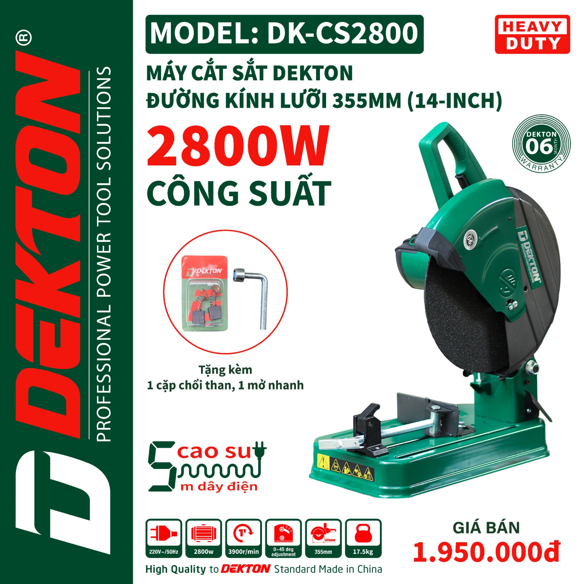 MÁY CẮT SẮT 2800W 355mm DEKTON DK-CS2800