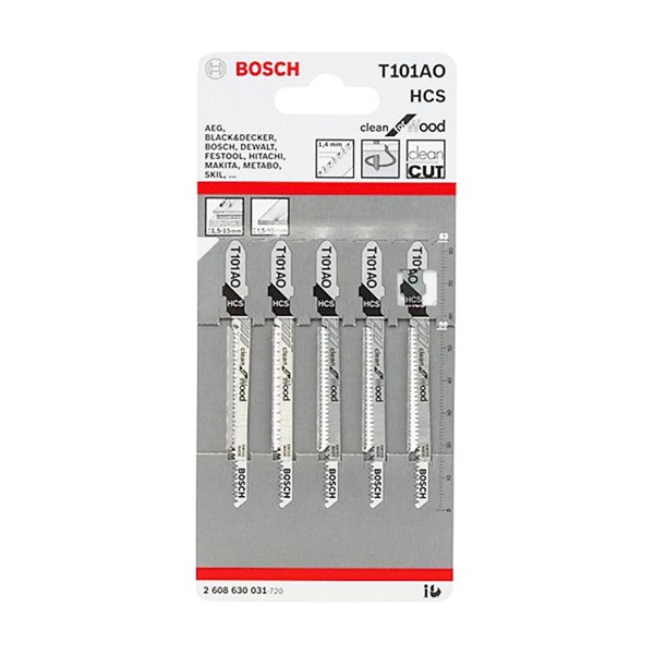 LƯỠI CƯA LỌNG GỖ T101AO (BỘ 5 LƯỠI) BOSCH 2608630031