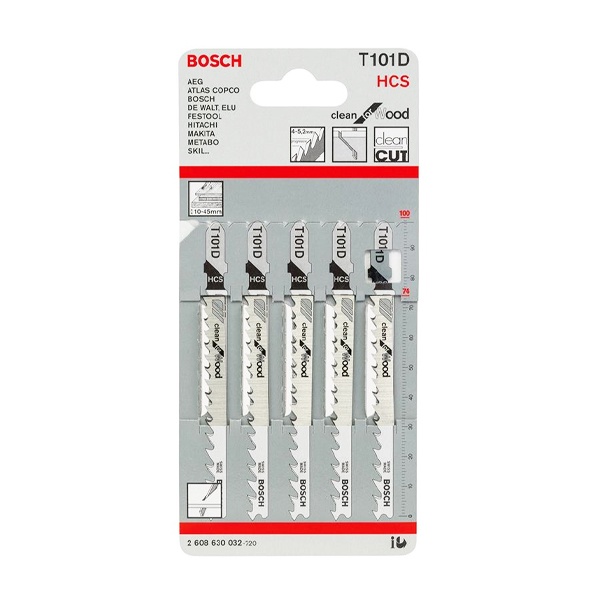 LƯỠI CƯA LỌNG GỖ  T101D (BỘ 5 LƯỠI) BOSCH 2608630032