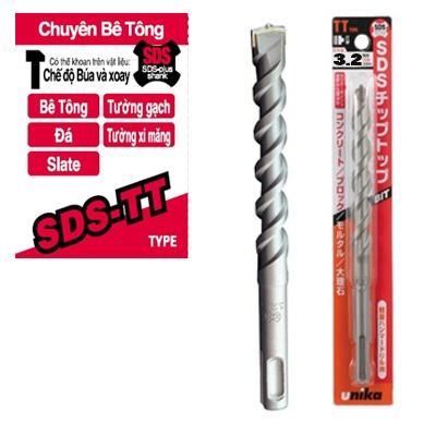 MŨI KHOAN BÊ TÔNG 3.2X110MM CHUÔI GÀI SDS PLUS UNIKA TT3.2X110