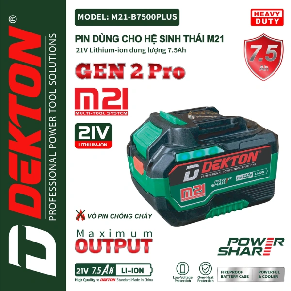 PIN 21V 7.5AH LITHIUM-ION DEKTON M21-B7500PLUS