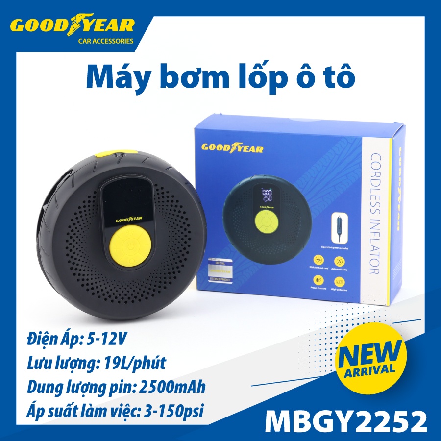 Máy bơm điện tử Tròn GY-2252 (2500mAh)) GOODYEAR