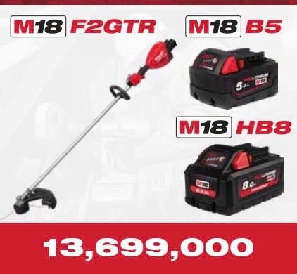 OPE T11/2024 MÁY CẮT CỎ MILWAUKEE M18 F2GTR - PIN M18 B5 - PIN M18 HB8