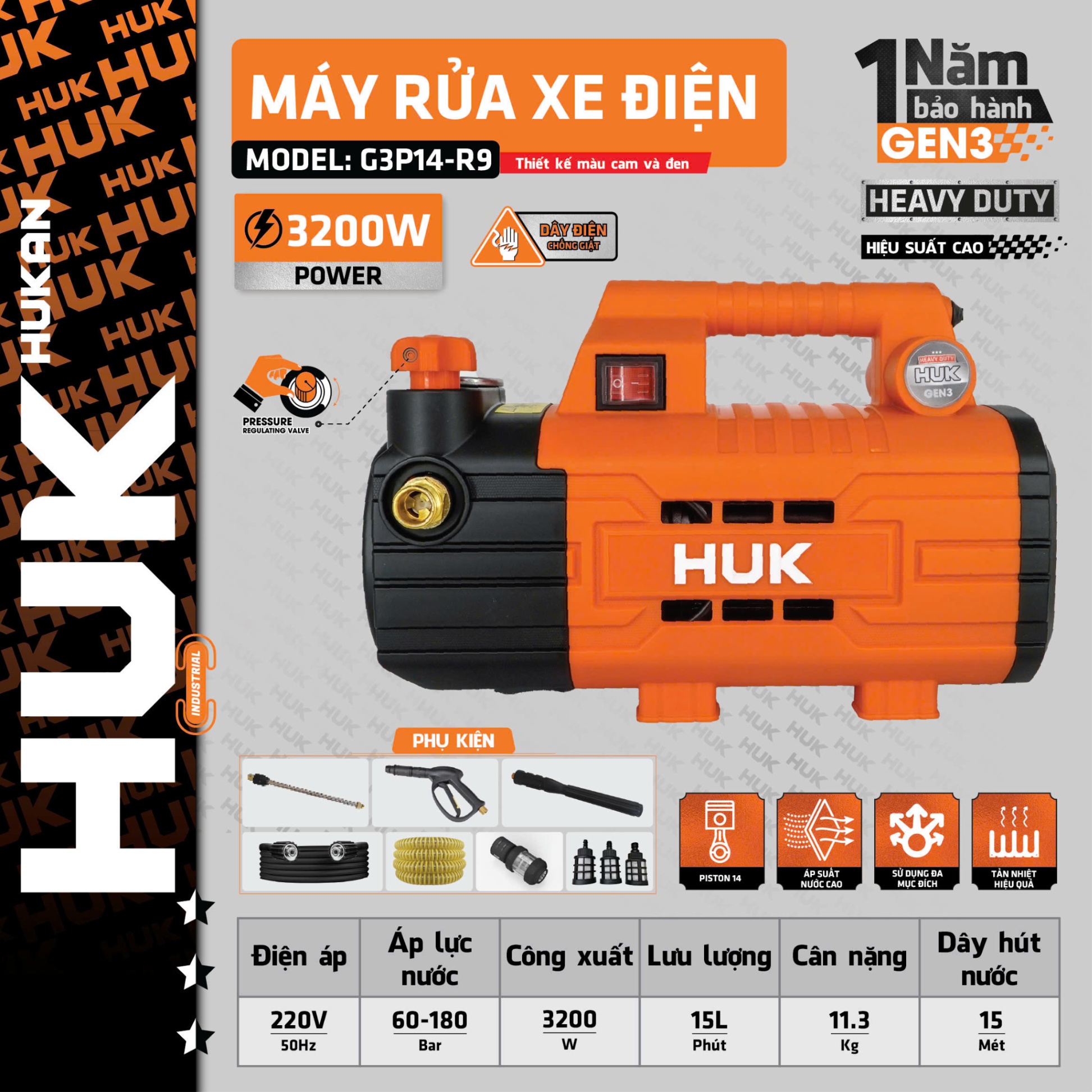 MÁY RỬA XE HUKAN G3-P14-R9 CHÍNH HÃNG