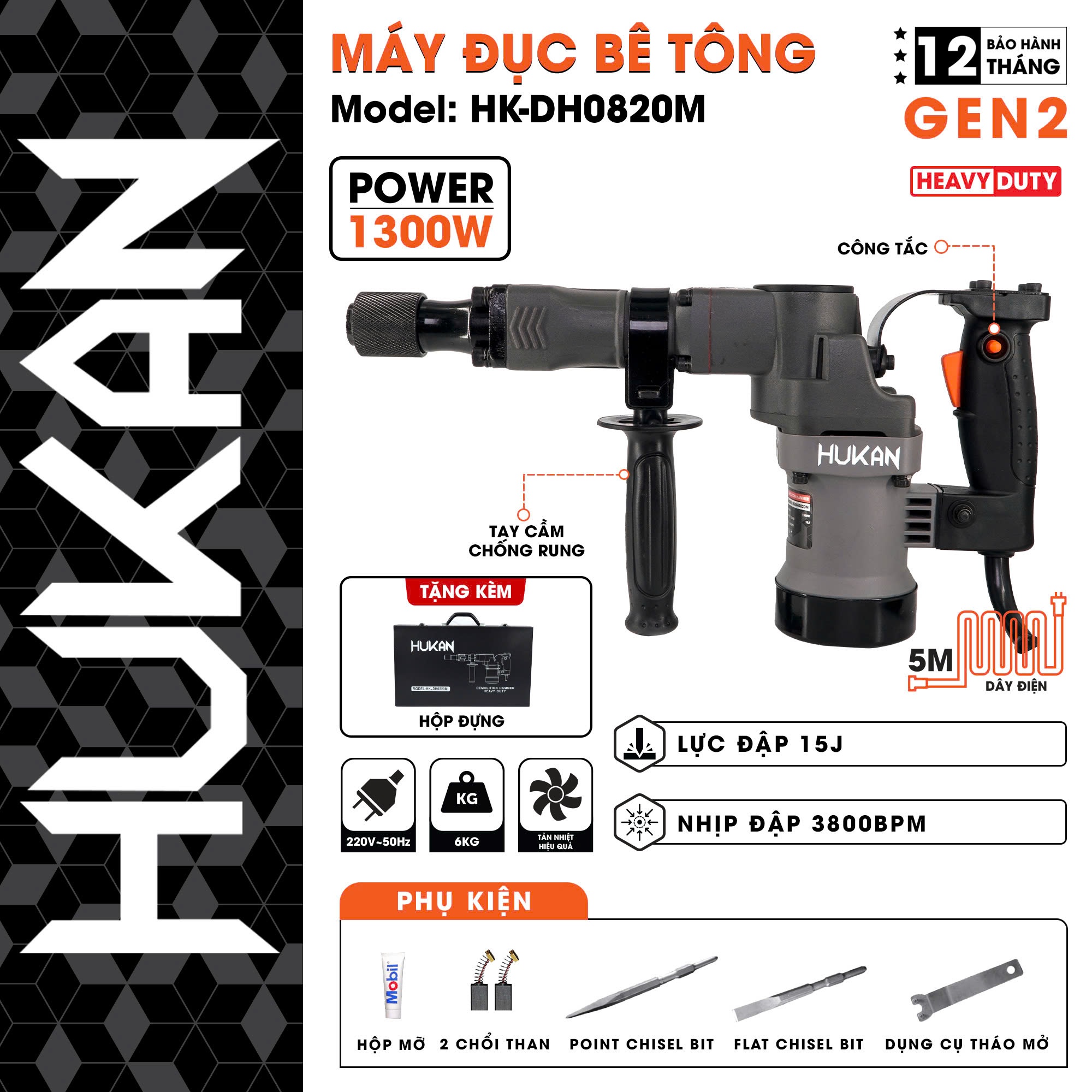 MÁY ĐỤC (GEN2) HK-DH0820M HUKAN