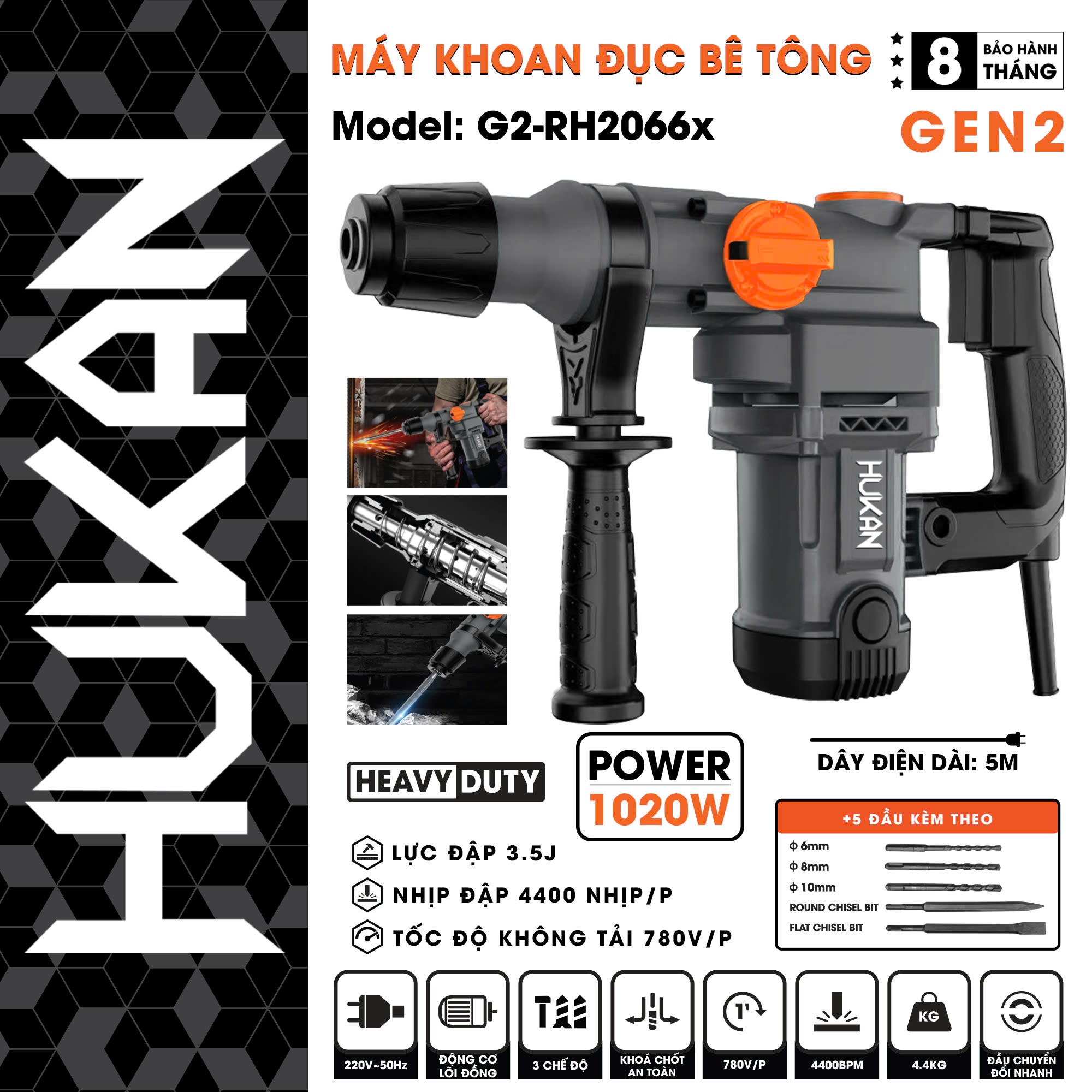 MÁY KHOAN ĐỤC (GEN 2) G2-RH2066x HUKAN