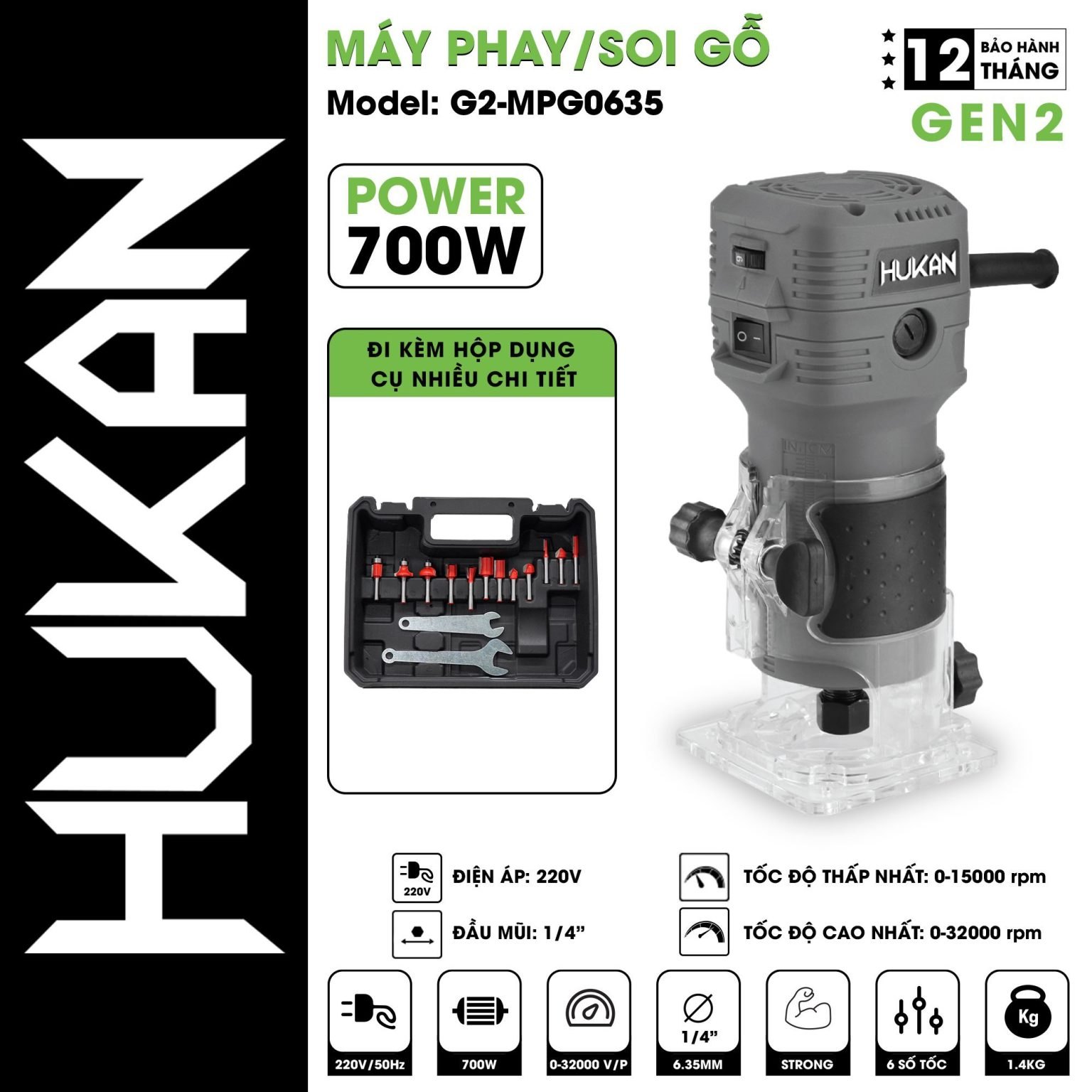 MÁY PHAY GỖ (GEN2) G2-MPG0635 HUKAN