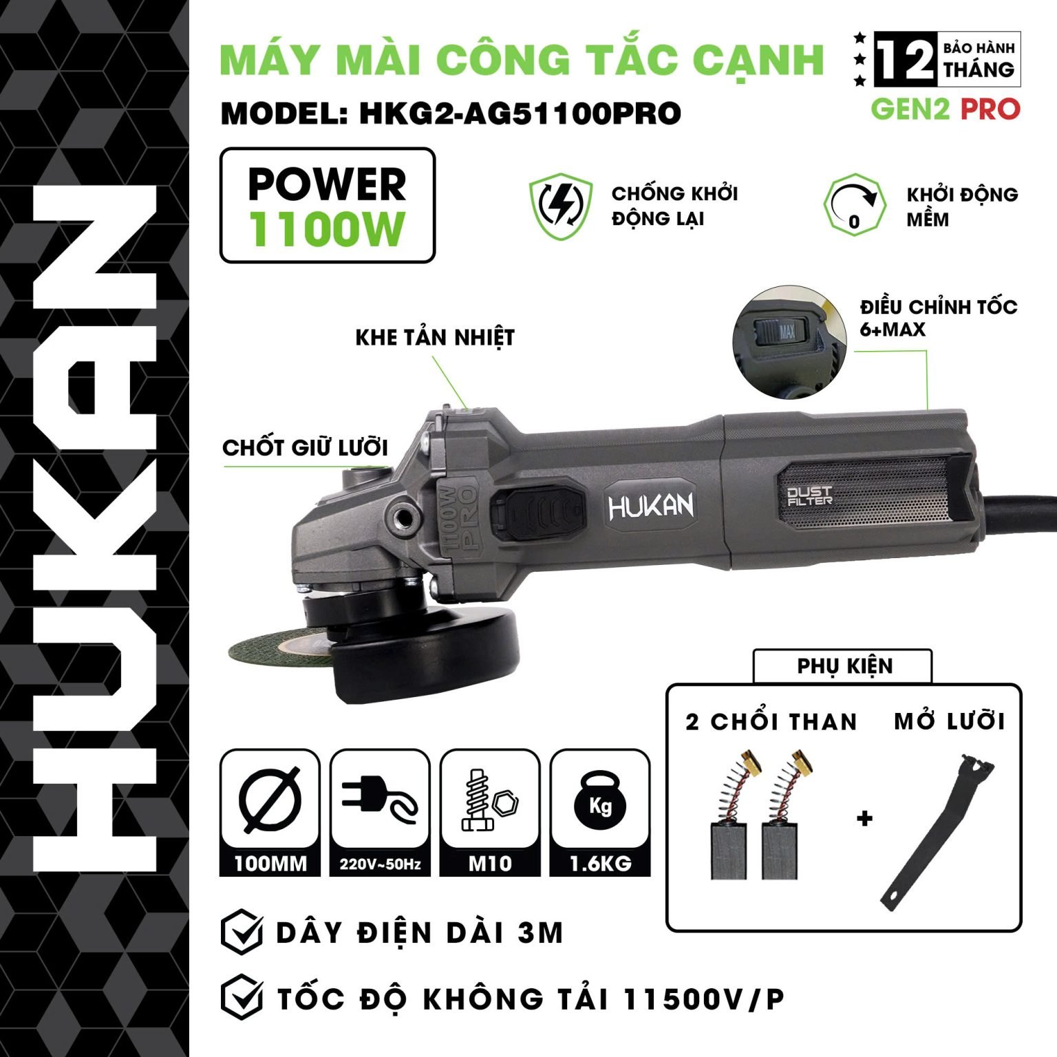 MÁY MÀI CÔNG TẮC CẠNH HKG2-AG51100PRO HUKAN