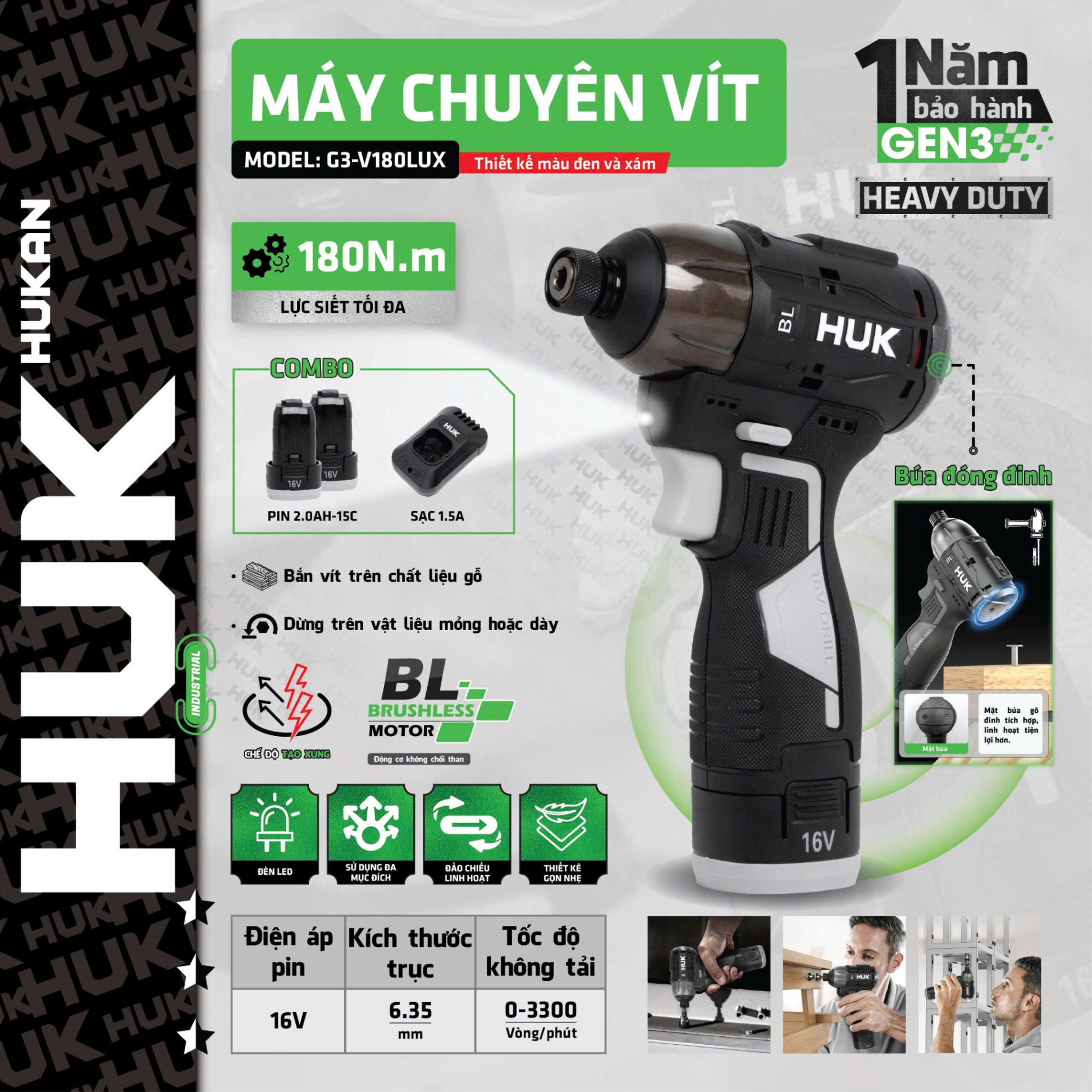 MÁY CHUYÊN VÍT BÚA G3-V180LUX HUKAN