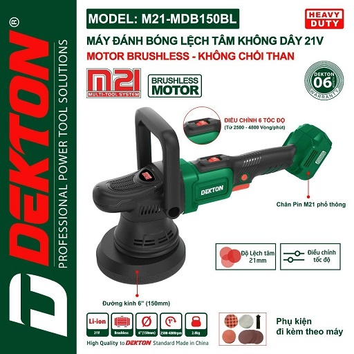 MÁY ĐÁNH BÓNG LỆCH TÂM DEKTON M21-MDB150BL ( CHƯA CÓ PIN SẠC)