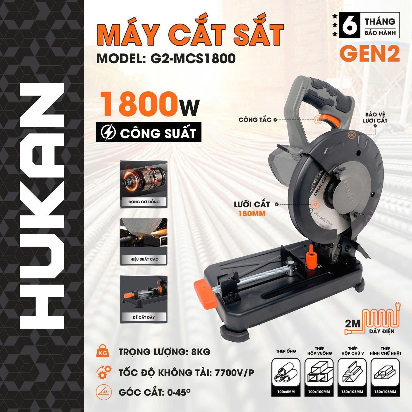 MÁY CẮT SẮT G2-MCS1800 HUKAN