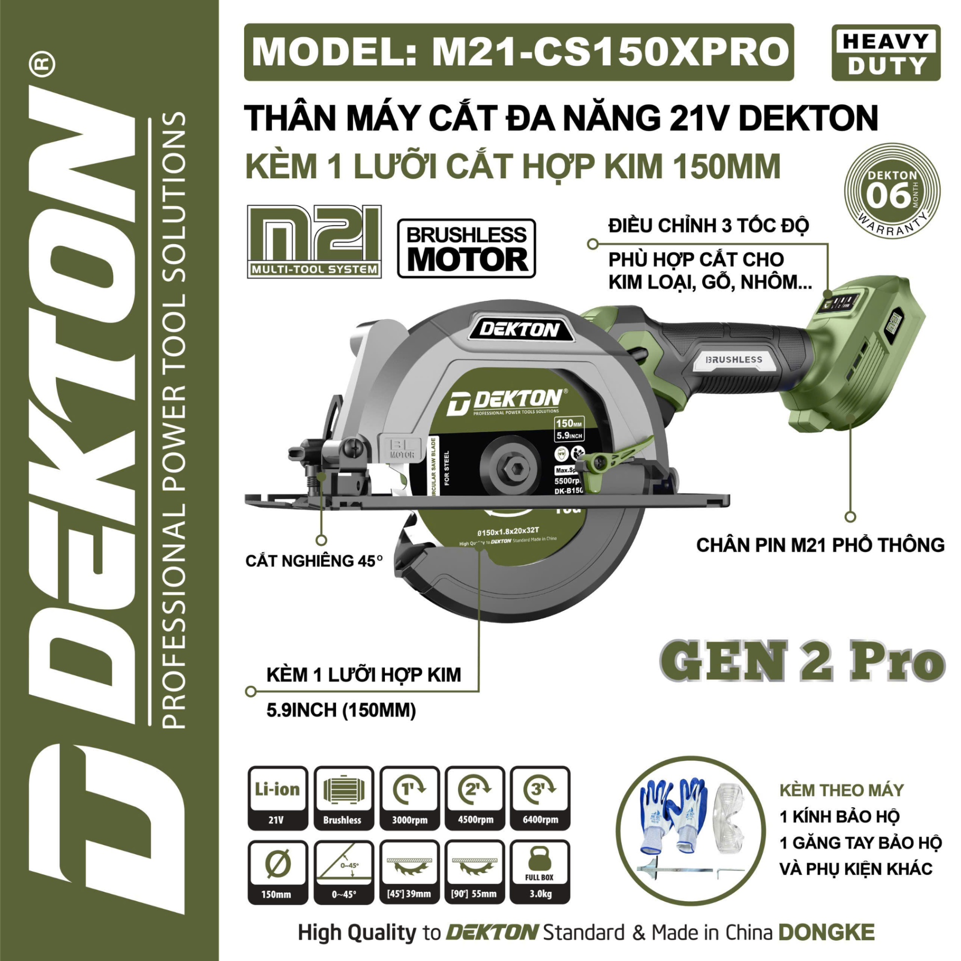 MÁY CẮT ĐA NĂNG DEKTON - KÈM 1 LƯỠI CẮT HỢP KIM 150MM M21-CS150XPRO