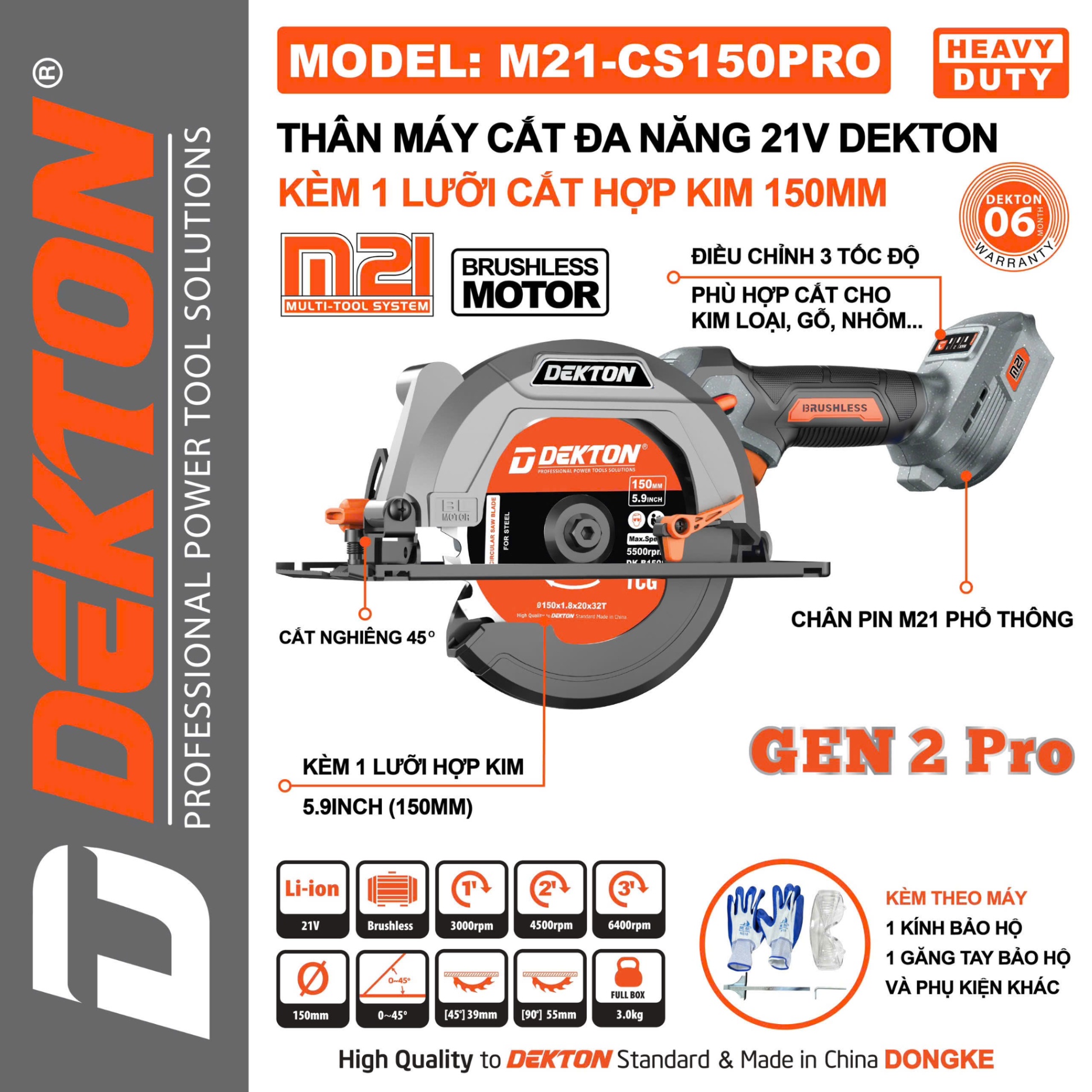 MÁY CẮT ĐA NĂNG DEKTON - KÈM 1 LƯỠI CẮT HỢP KIM 150MM M21-CS150PRO