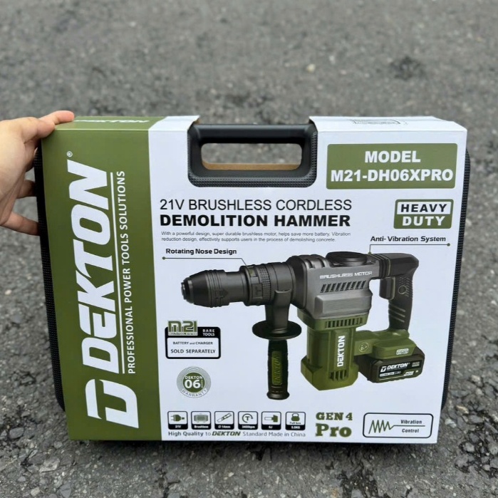 Máy Chuyên Đục Bê Tông Pin Dekton M21-DH06XPRO (Màu Olive)