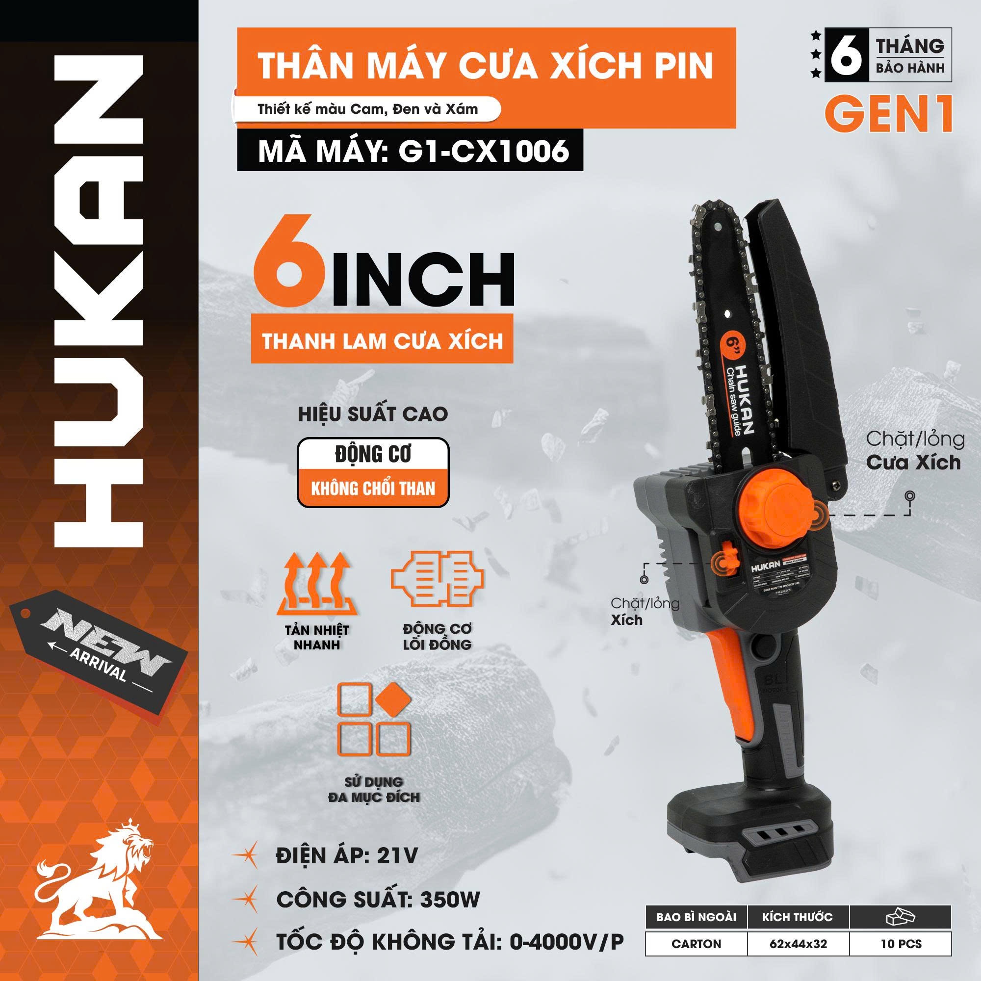THÂN MÁY CƯA XÍCH DÙNG PIN G1-CX1006 HUKAN
