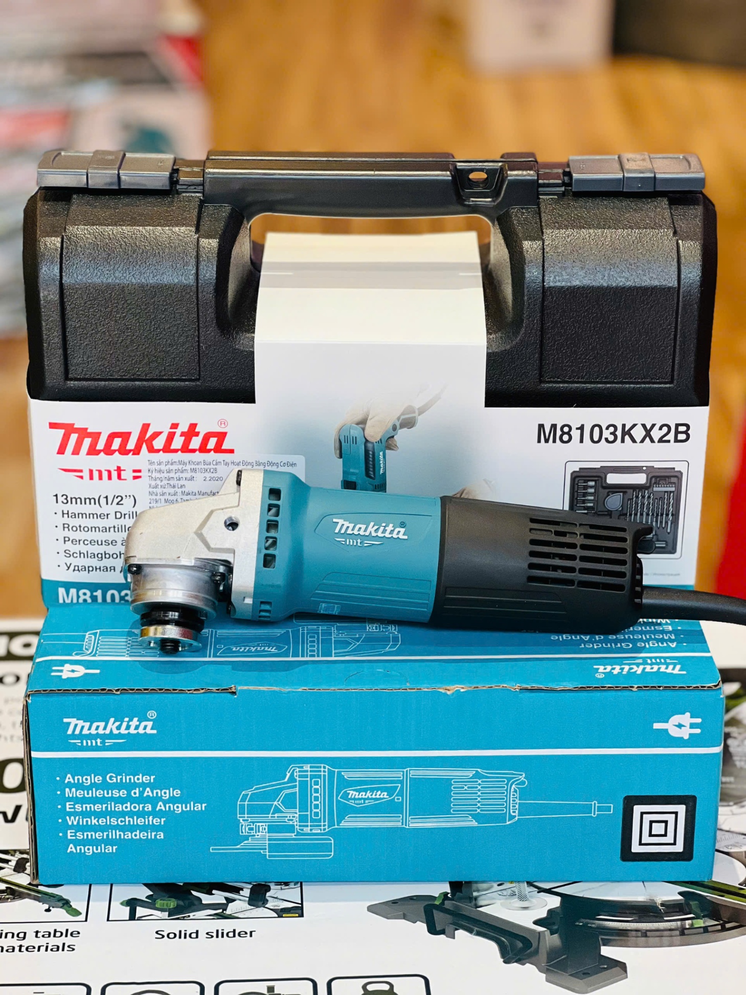 COMBO MÁY KHOAN ĐIỆN MAKITA M8103KX2B - MÁY MÀI GÓC ĐIỆN MAKITA M0910