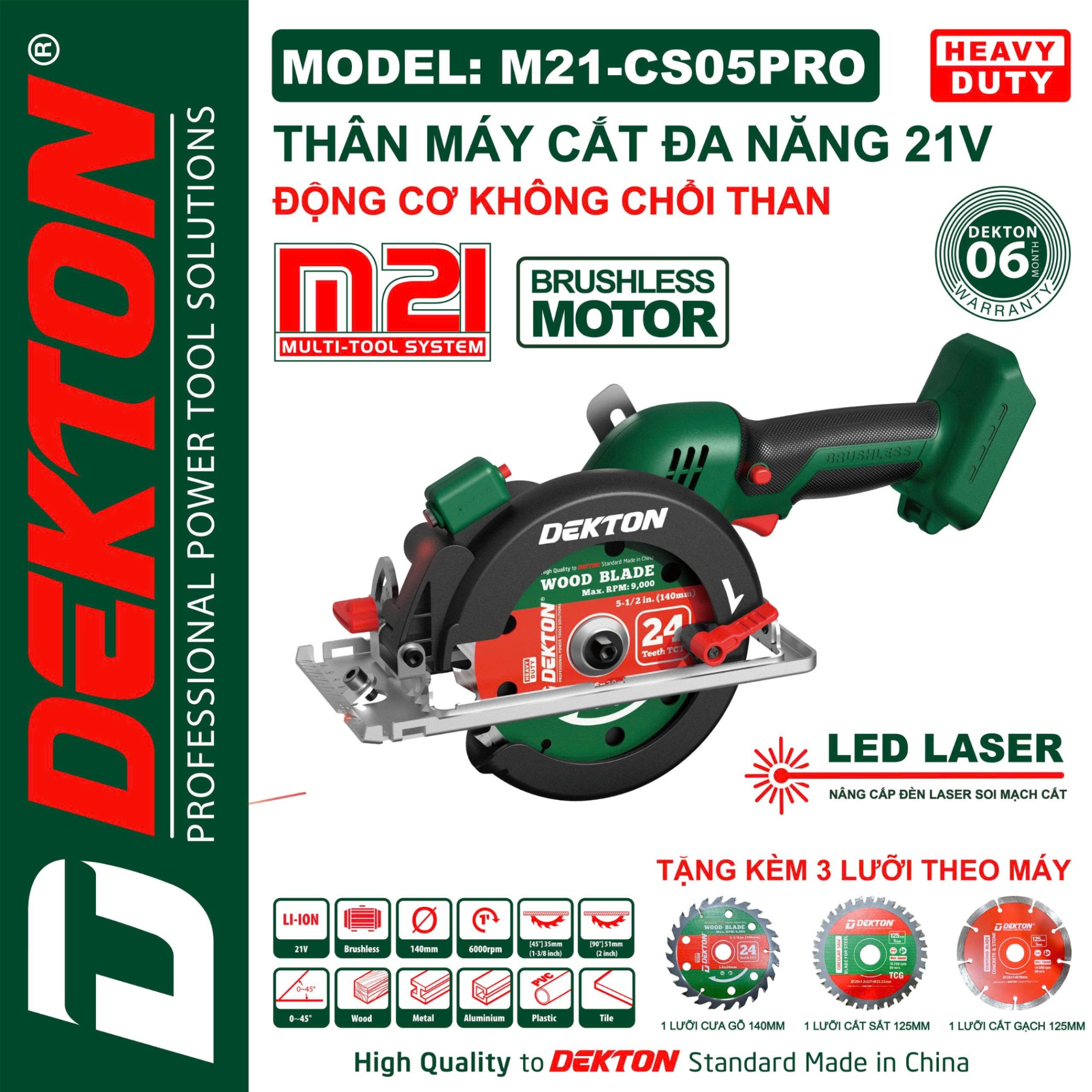 MÁY CƯA ĐA NĂNG DÙNG PIN 21V DEKTON M21-CS05PRO (CHƯA PIN, SẠC)