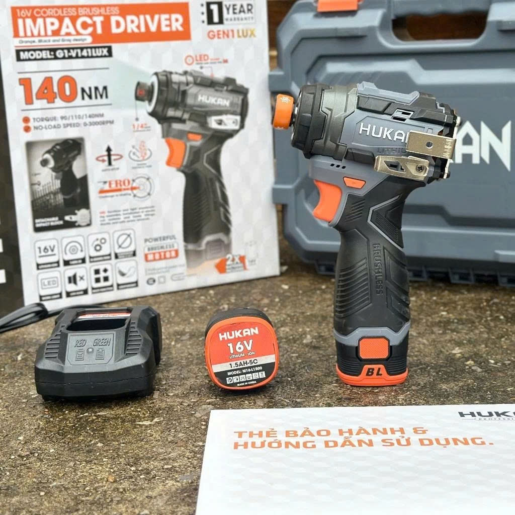 Máy Bắn Vít Hukan G1-V141LUX 16V Hukan Không Chổi Than Lực Siết 140Nm