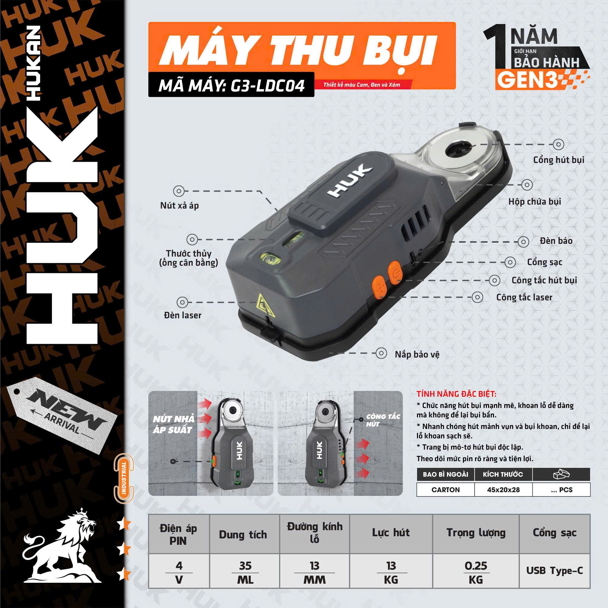 Máy thu bụi G3-LDC04 Hukan
