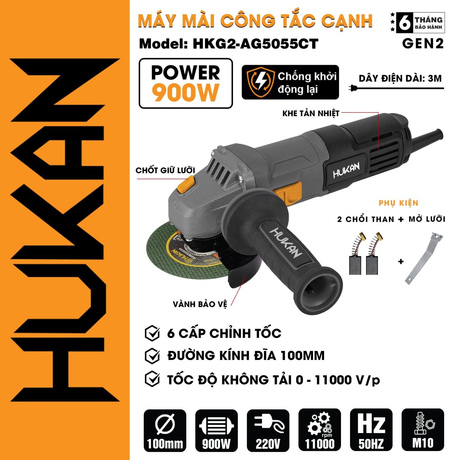 MÁY CẮT MÀI SỬ DỤNG ĐIỆN 220V HUKAN GEN 2 HKG2-AG5055CT