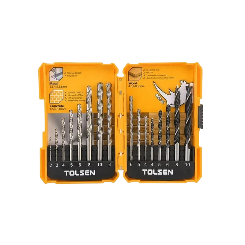 BỘ 16 MŨI KHOAN GỖ - TƯỜNG - SẮT TOLSEN 75628