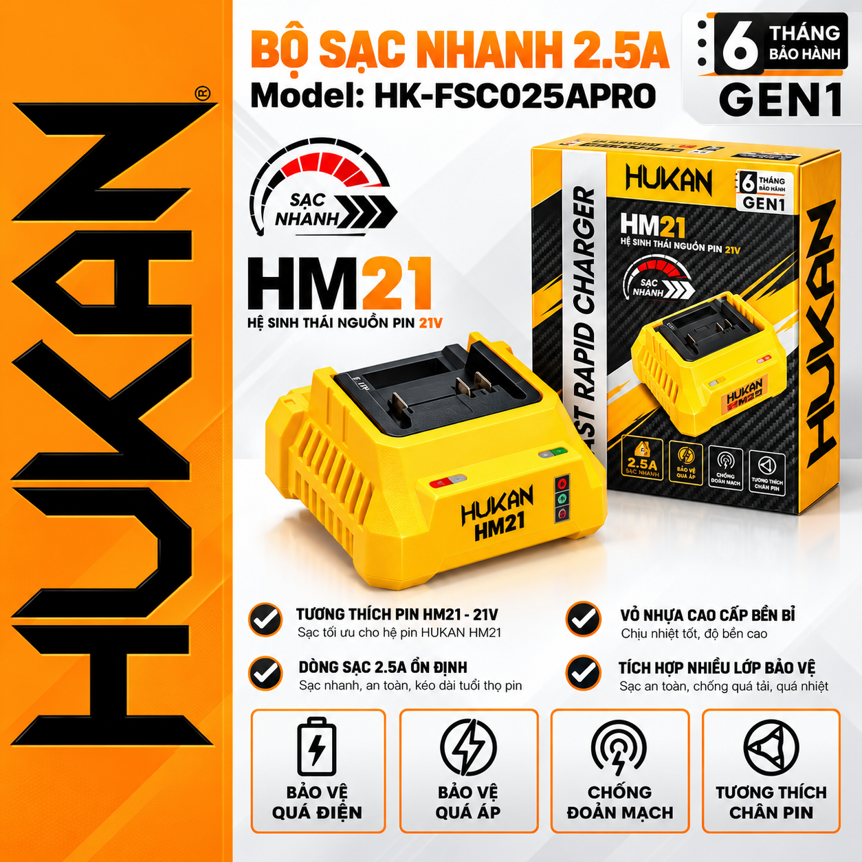 BỘ SẠC NHANH 2.5V HUKAN HK-FSC025APRO