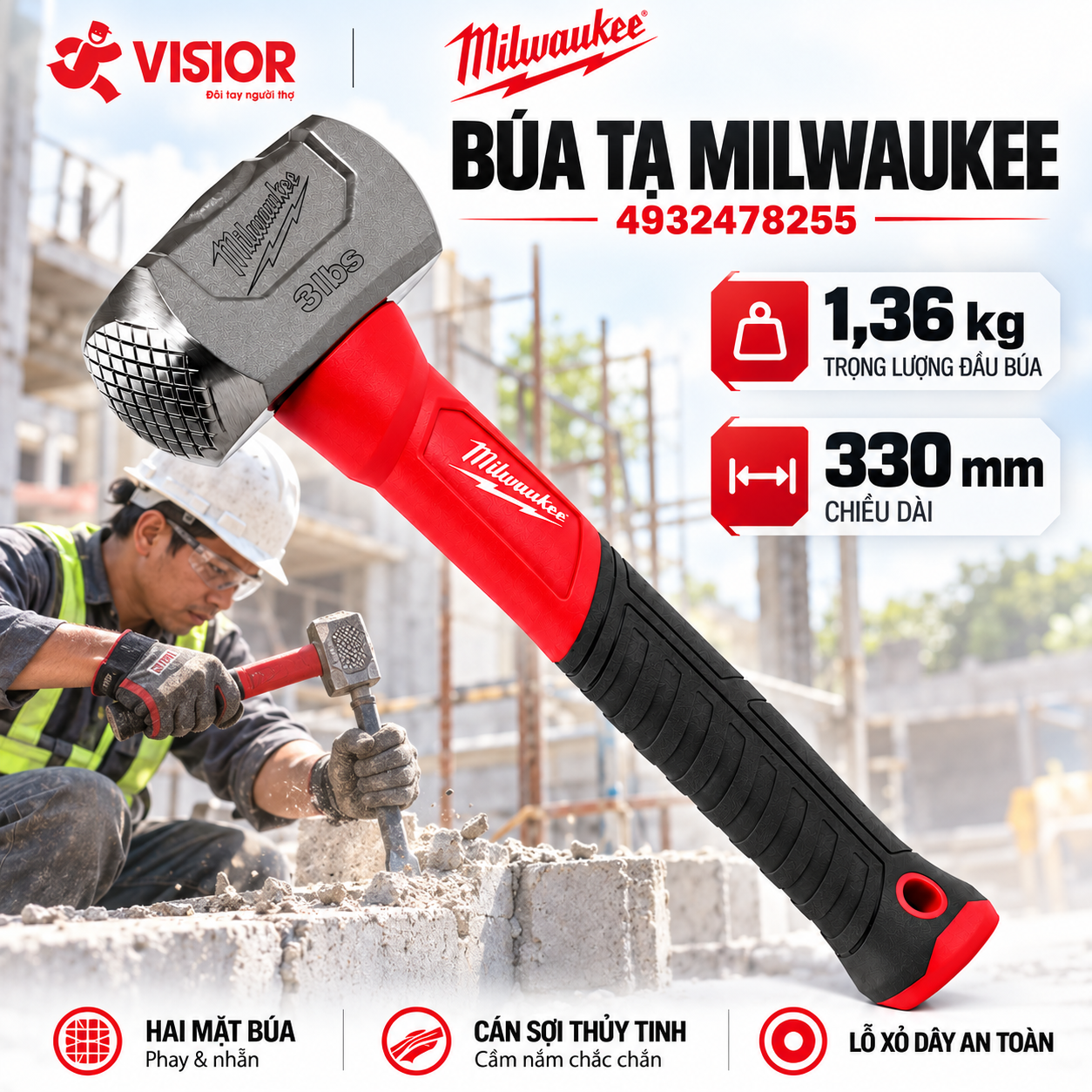 BÚA TẠ 1.36KG MILWAUKEE 4932478255