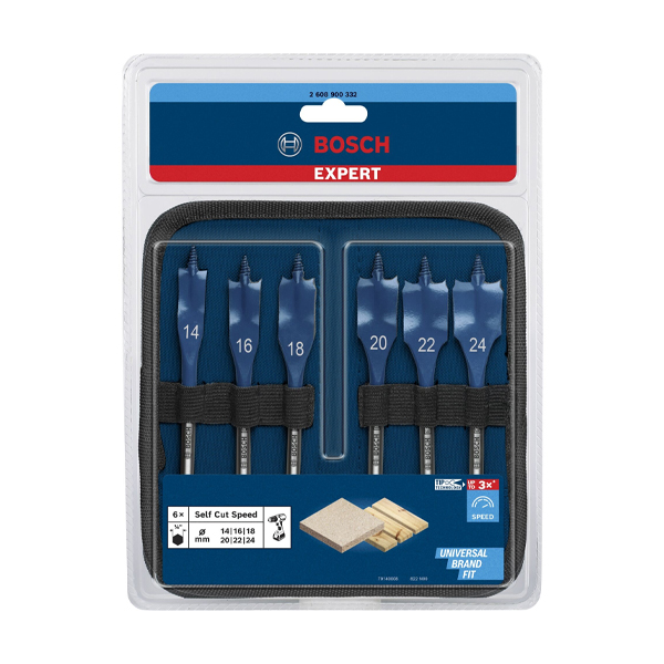 Bộ khoan gỗ đuôi cá(14/16/18/20/22/24mm) 2608900332 Bosch
