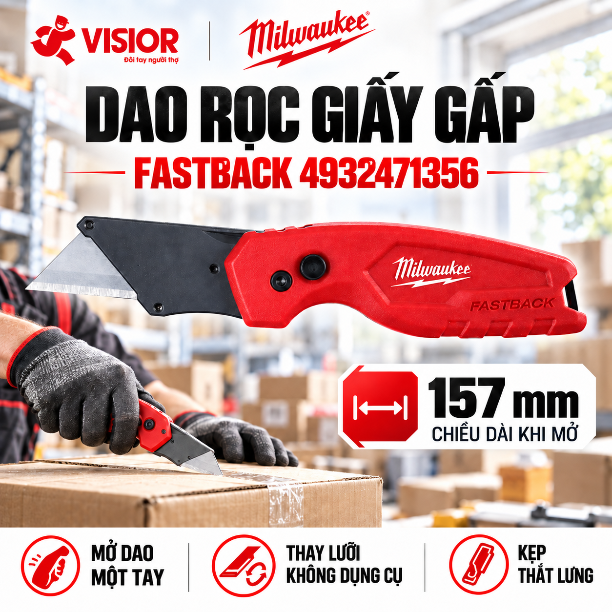 DAO RỌC GIẤY GẤP GỌN MILWAUKEE 4932471356