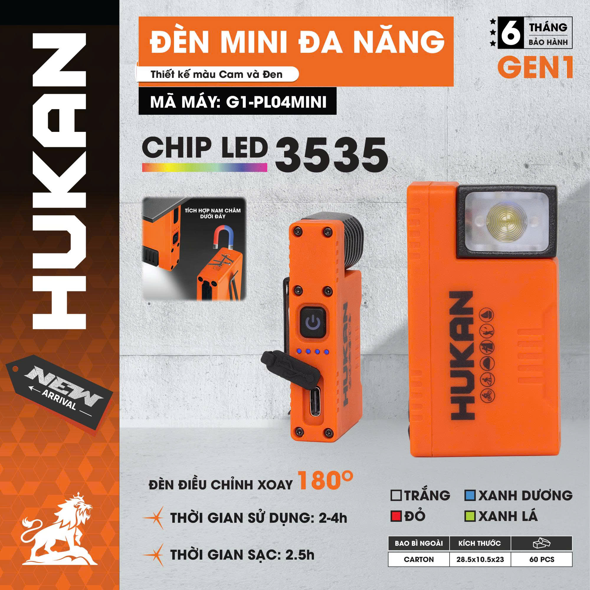 ĐÈN MINI ĐA NĂNG HUKAN G1-PL04MINI