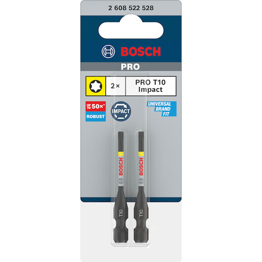 Đầu vặn vít T10 Power Bit (1 đầu), 2pcs 2608522528 Bosch