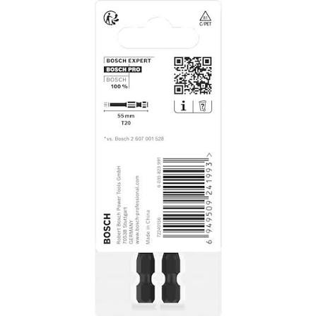 Đầu vặn vít T20 Power Bit (1 đầu), 2pcs 2608522530 Bosch