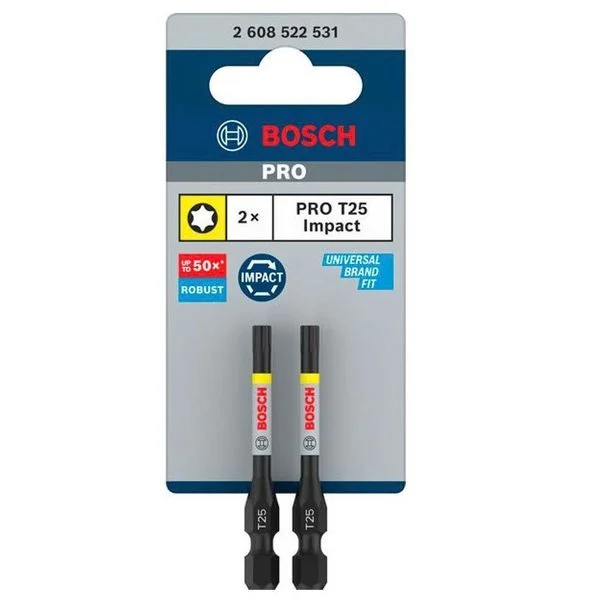 Đầu vặn vít T25 Power Bit (1 đầu), 2pcs 2608522531 Bosch