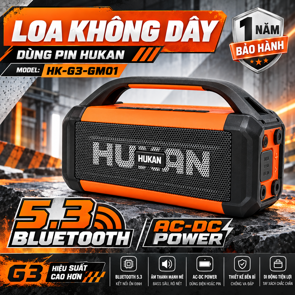 LOA KHÔNG DÂY DÙNG PIN HUKAN HK-G3-GM01