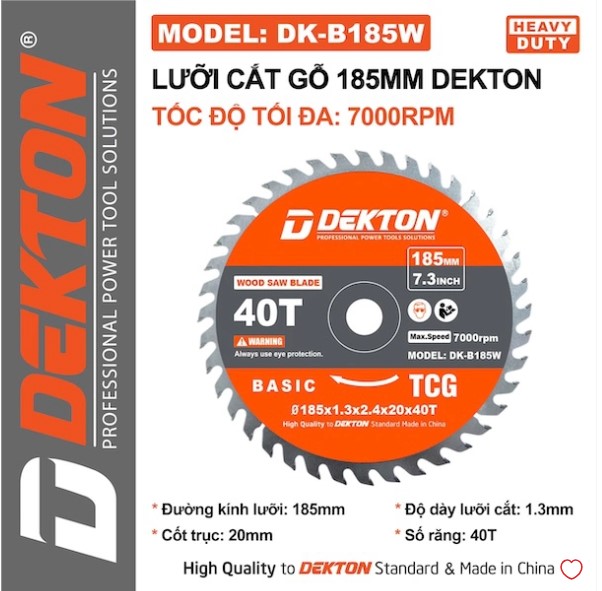 LƯỠI CẮT GỖ 185MM DEKTON DK-B185W