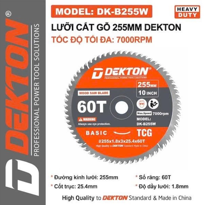 LƯỠI CẮT GỖ 255M DEKTON DK-B255W