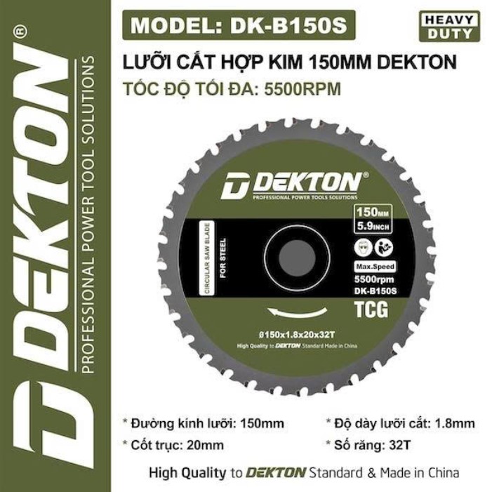 LƯỠI CẮT HỢP KIM 150MM DEKTON DK-B150S