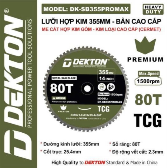LƯỠI CẮT HỢP KIM ĐA NĂNG 355MM CAO CẤP DEKTON DK-SB355PROMAX