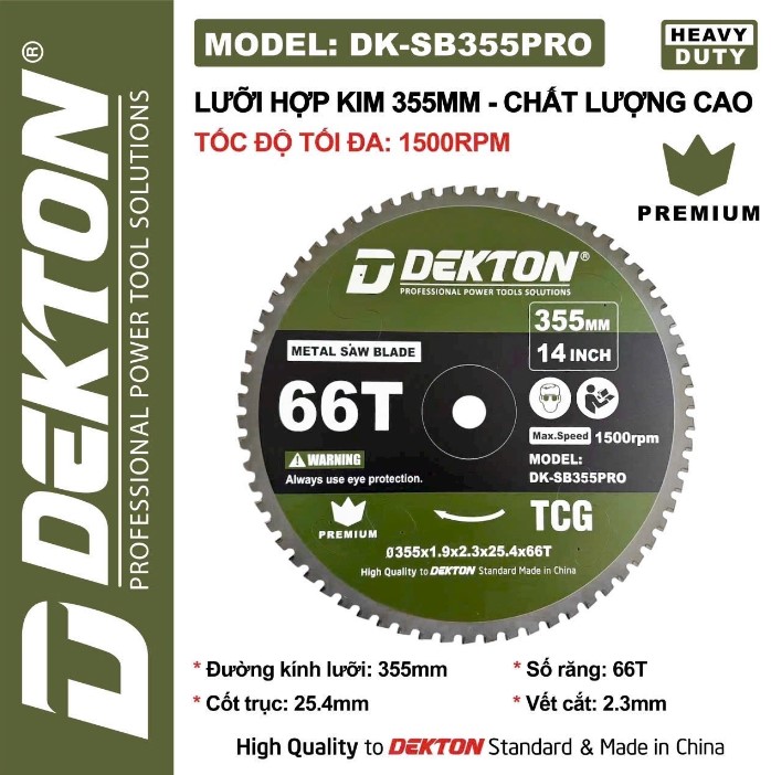 LƯỠI CẮT HỢP KIM ĐA NĂNG 355MM CHẤT LƯỢNG CAO DEKTON DK-SB355PRO