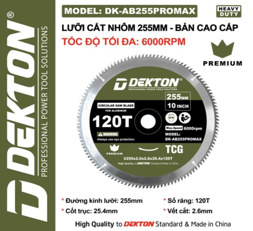 LƯỠI CẮT NHÔM, CẮT GỖ 255MM CAO CẤP DEKTON DK-AB255PROMAX