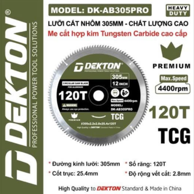 LƯỠI CẮT NHÔM, CẮT GỖ 305MM CHẤT LƯỢNG CAO DEKTON DK-AB305PRO