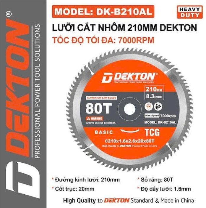 LƯỠI CẮT NHÔM, GỖ 210MM DEKTON DK-B210AL