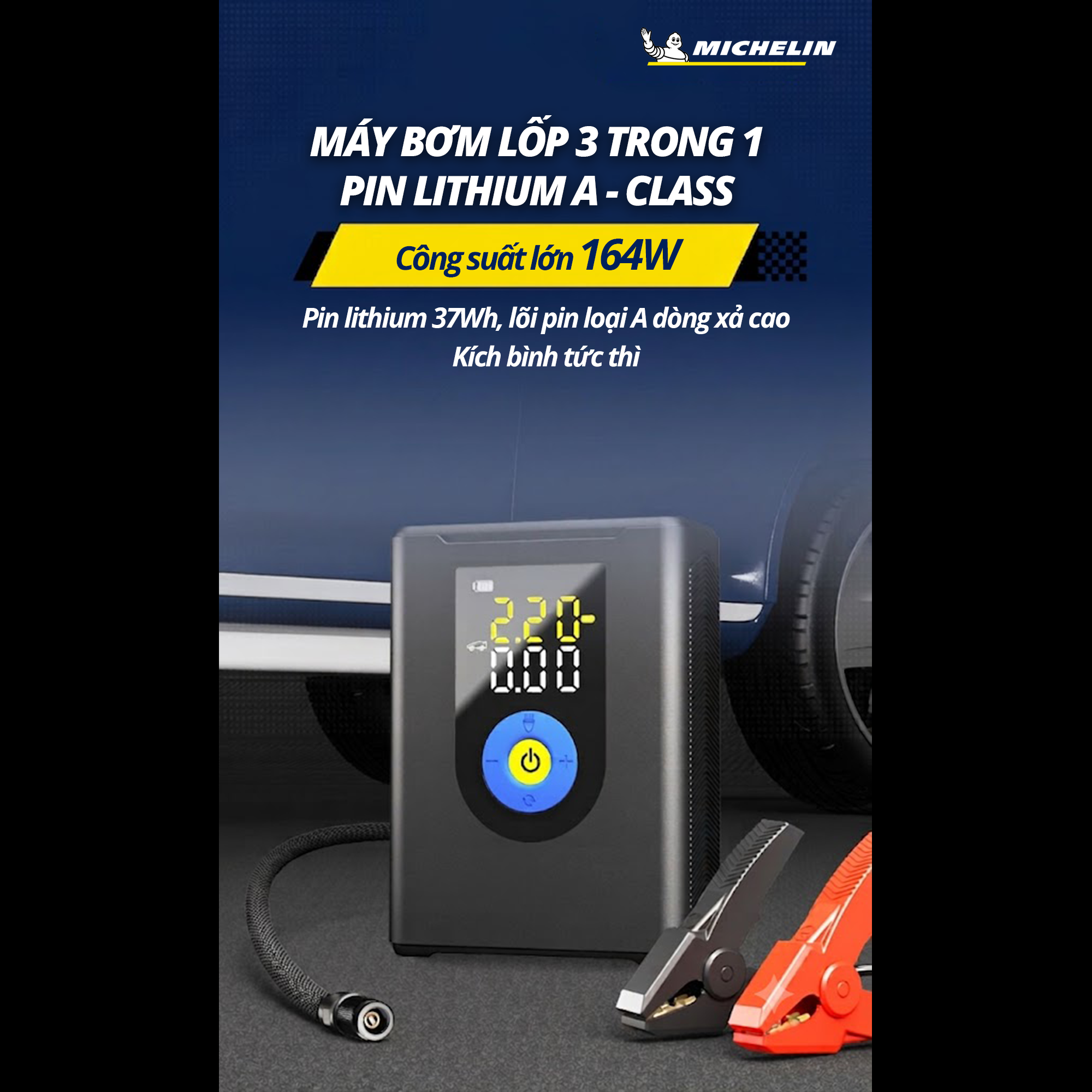 MÁY BƠM LỐP KẾT HỢP KÍCH BÌNH MICHELIN M2588 CÔNG SUẤT 164W