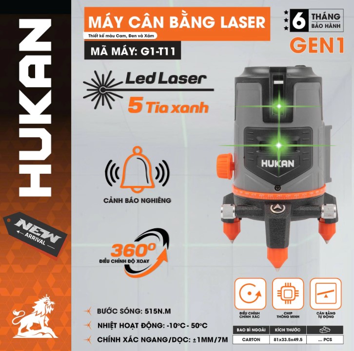 MÁY CÂN MỰC LASER 5 TIA XANH HUKAN G1-T11