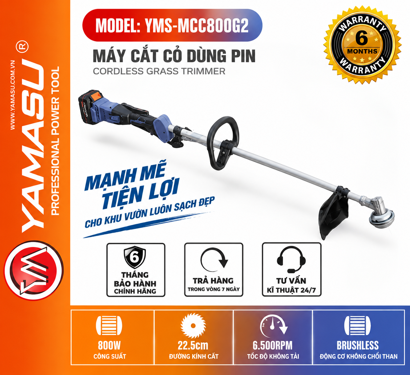 MÁY CẮT CỎ DÙNG PIN YAMASU MCC800G32