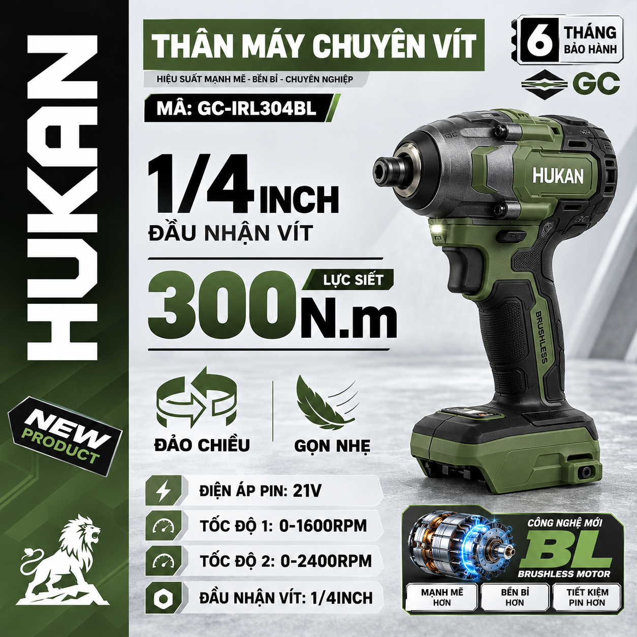 MÁY CHUYÊN VÍT BÚA HUKAN GC-IRL304BL