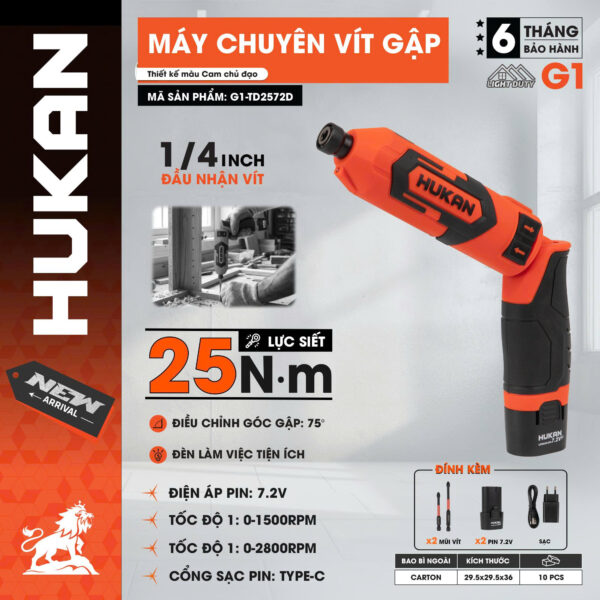 MÁY CHUYÊN VÍT GẬP HUKAN G1-TD2572D (CAM)